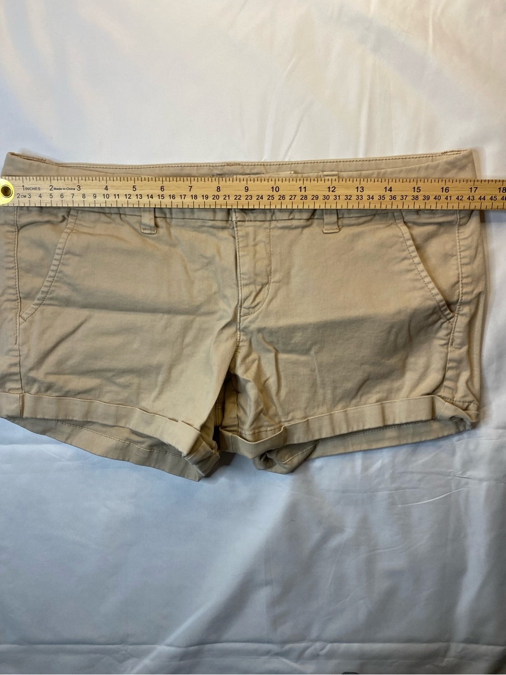American Eagle Outfitters Chino Shorts Beige Cotton Stretch Pockets Size 8 - Picture 10 of 11